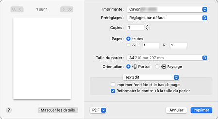 figure&nbsp;: Boîte de dialogue Imprimer