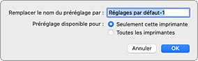 figure&nbsp;: Saisissez un nom dans Nom du préréglage