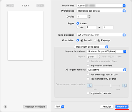 figure&nbsp;:&nbsp;Imprimer dans la boîte de dialogue Imprimer