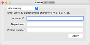 그림: Canon IJ Printer Utility2 계정 관리