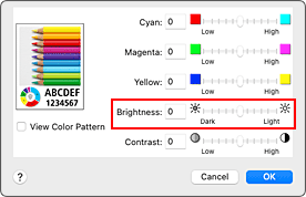 Imagen: Brillo de Opciones de color del cuadro de diálogo Imprimir