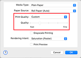 рисунок: Выберите «Другое» в пункте «Качество печати» пункта «Качество и носители» в диалоговом окне «Печать»