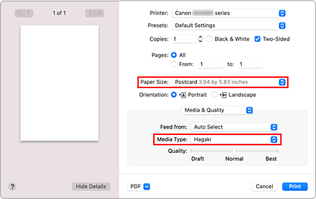 şekil: Yazdır iletişim kutusundaki Kağıt Boyutu ve Ortam Türü
