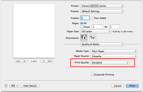 figure:Print Quality of Quality & Media in the Print dialog