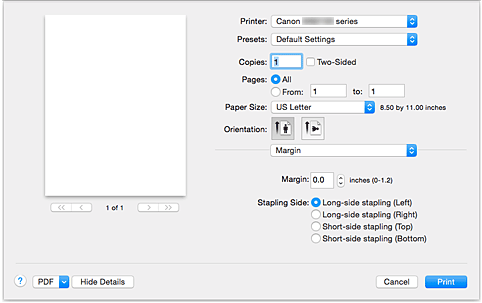 kuva:Reunus Tulostus-valintaikkunassa