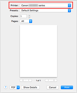 kuva:Tulostin Tulostus-valintaikkunassa