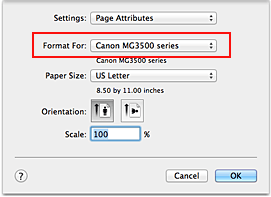 figure:Format For of Page Attributes in the Page Setup dialog