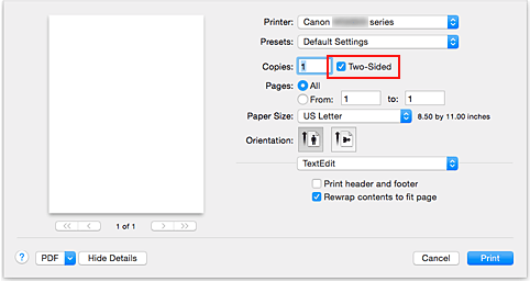 figur: Dupleks i udskriftsdialogen