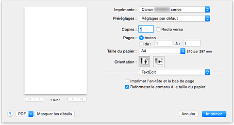 figure : Boîte de dialogue Imprimer