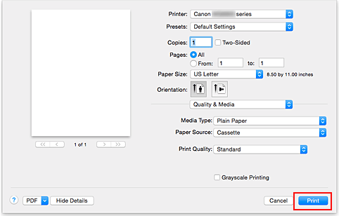 figur: Skriv ut i dialogboksen Skriv ut