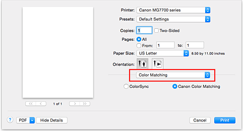 figura: Taratura colore nella finestra di dialogo Stampa
