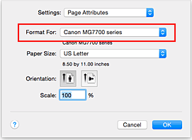 figur: Format för under Sidattribut i dialogrutan Utskriftsformat