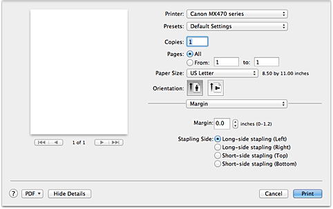 figure:Margin in the Print dialog