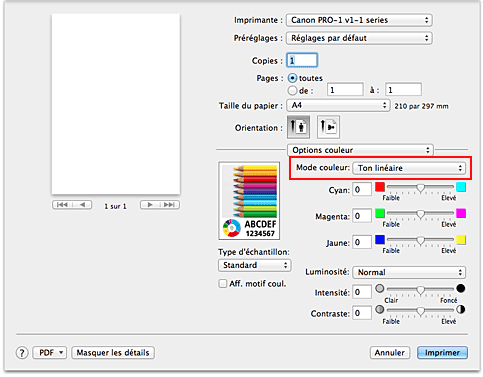 Canon Manuels Pixma Pro 1 Series Reglage Des Couleurs Avec Le Pilote D Imprimante