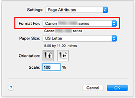 figura: Formatar Para de Atributos de Página na caixa de diálogo Configurar Página