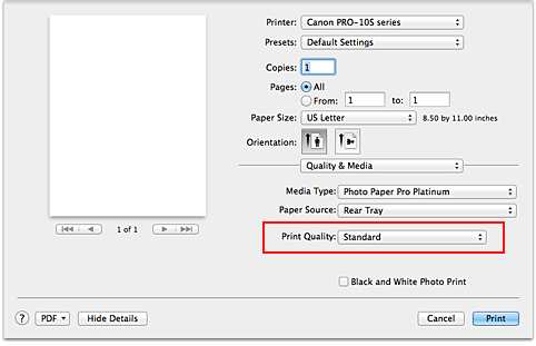 figure:Print Quality of Quality & Media in the Print dialog