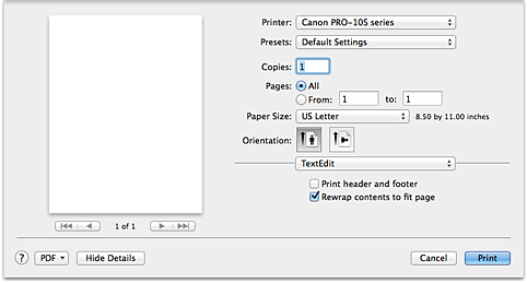 figure:Print dialog