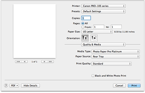 figure:Quality & Media in the Print dialog