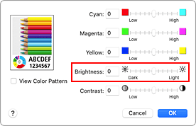 figure:Brightness of Color Options in the Print dialog