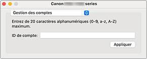 figure : Gestion des comptes Canon IJ Printer Utility2