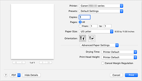 figure:Advanced Paper Settings in the Print dialog