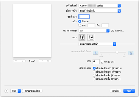 ภาพ: "การประมวลผลหน้า" ในไดอะล็อก "การพิมพ์"