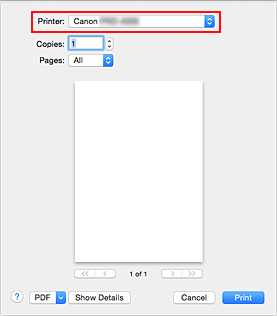 figure: Printer in the Print dialog