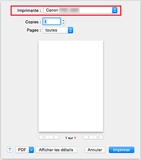figure&nbsp;:&nbsp;Imprimante dans la boîte de dialogue Imprimer