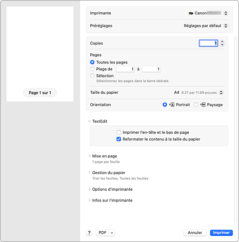 figure&nbsp;: Boîte de dialogue Imprimer
