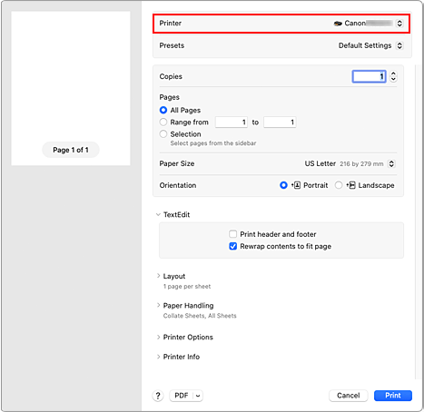şekil:Yazdır iletişim kutusunda Yazıcı
