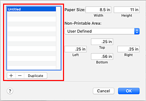 الشكل: مربع الحوار حجم ورق مخصص (Custom Paper Sizes)