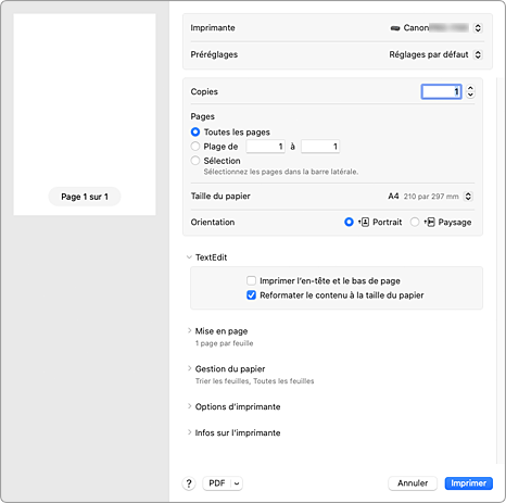 figure&nbsp;: Boîte de dialogue Imprimer