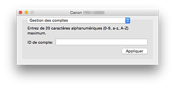 figure : Gestion des comptes Canon IJ Printer Utility