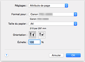 figure : Boîte de dialogue Configuration de la page