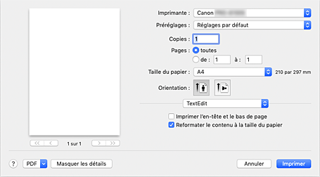 figure : Boîte de dialogue Imprimer