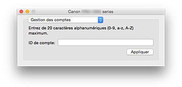 figure : Gestion des comptes Canon IJ Printer Utility2