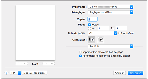 figure&nbsp;: Boîte de dialogue Imprimer