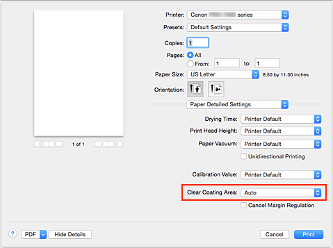 figur: Område med gjennomsiktig blekk under Gjennomsiktig blekk i dialogboksen Skriv ut