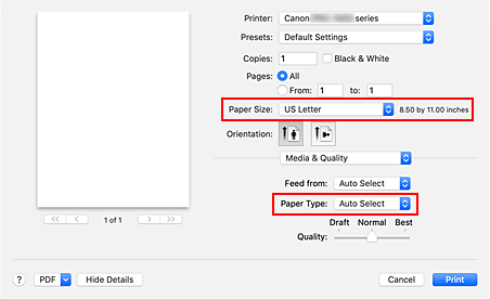 figura: Caixa de diálogo Imprimir
