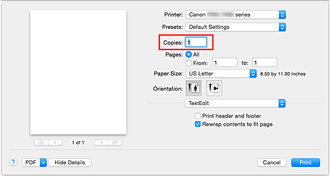 figur: Kopior i dialogrutan Skriv ut