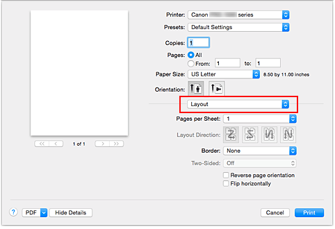 figur: Layout i dialogrutan Skriv ut