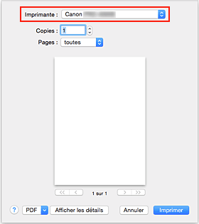 figure&nbsp;:&nbsp;Imprimante dans la boîte de dialogue Imprimer