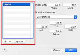 figure:Custom Paper Sizes dialog