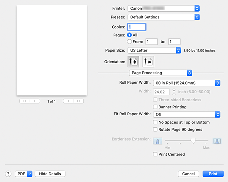 figure:Page Processing in the Print dialog