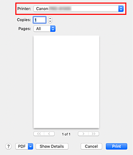 figure:Printer in the Print dialog