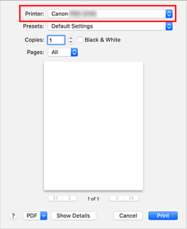 figure: Printer in the Print dialog