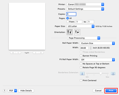 figure:Print in the Print dialog