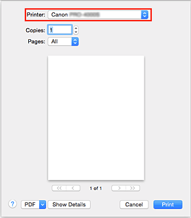 figure: Printer in the Print dialog