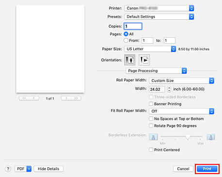 figure:Print in the Print dialog