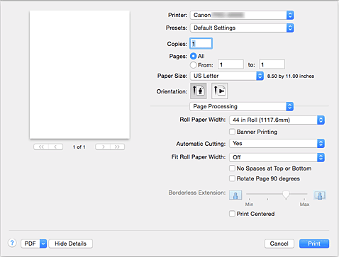 figure:Page Processing in the Print dialog
